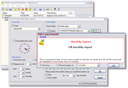 024h Lucky Reminder - Daily/weekly/monthly/yearly reminder software